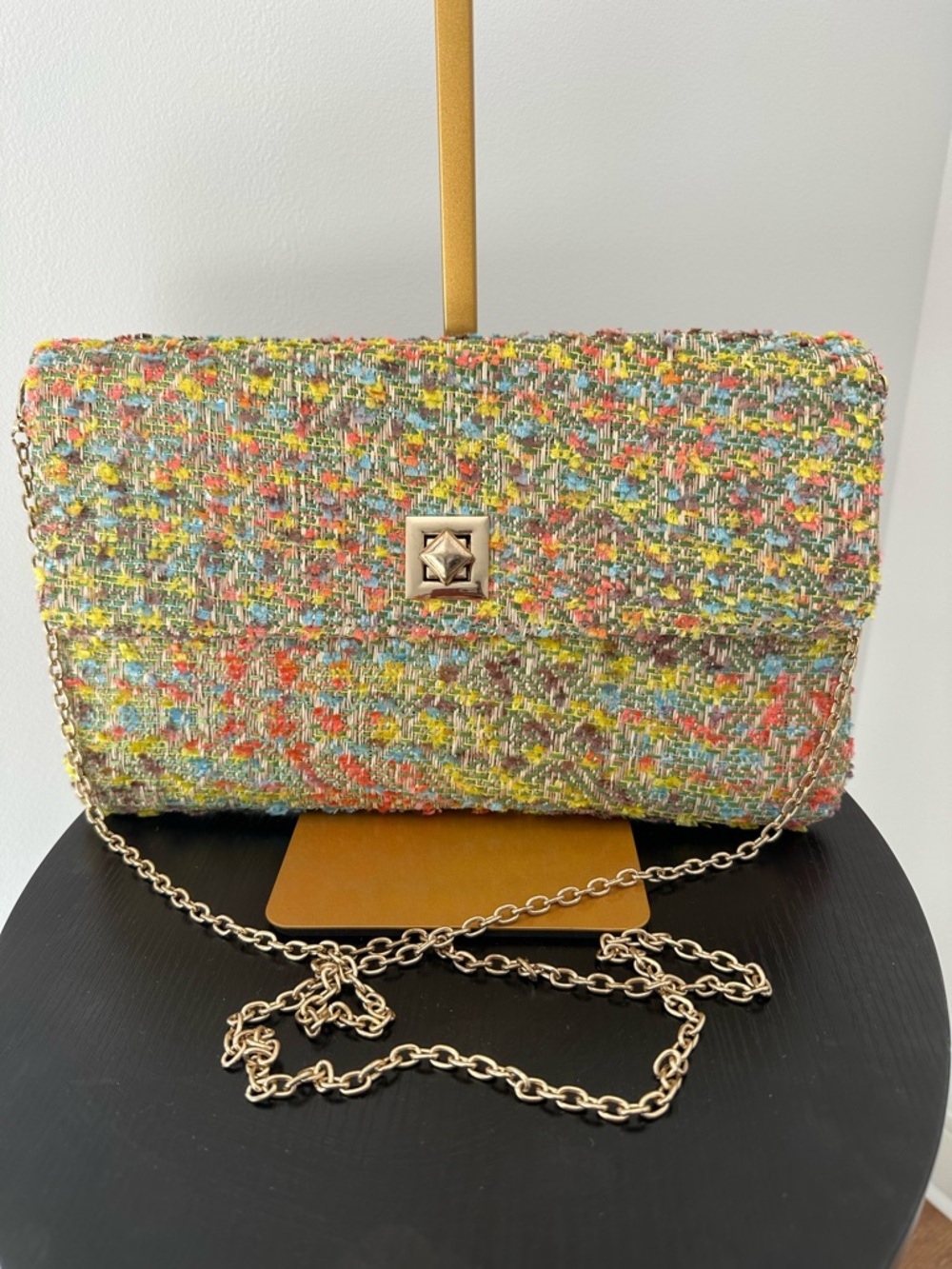 Sondra Roberts SR Squared Multicolor Tweed Clutch Bag